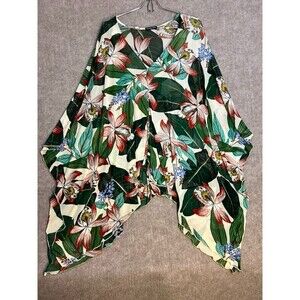 Cha Cha Vente Women’s‎ Swim Coverup 3X Floral Green Tan Lightweight